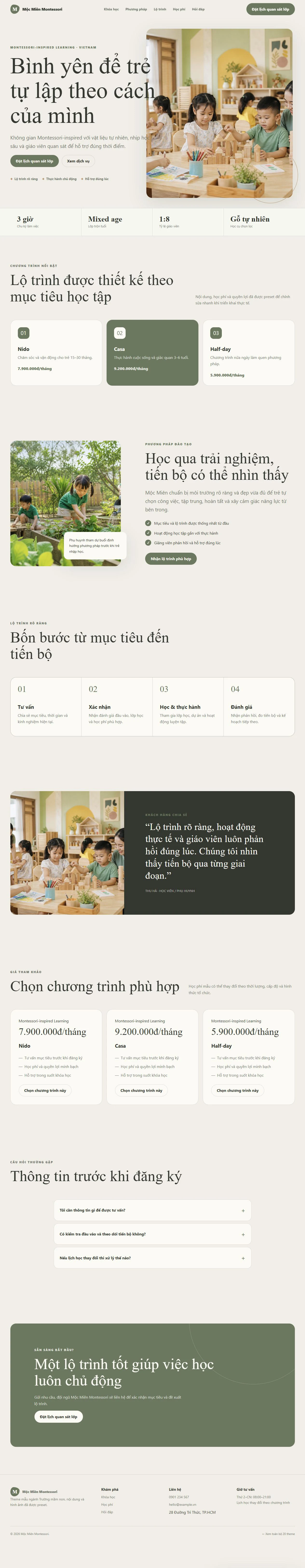 Ảnh xem trước theme Mộc Miên Montessori