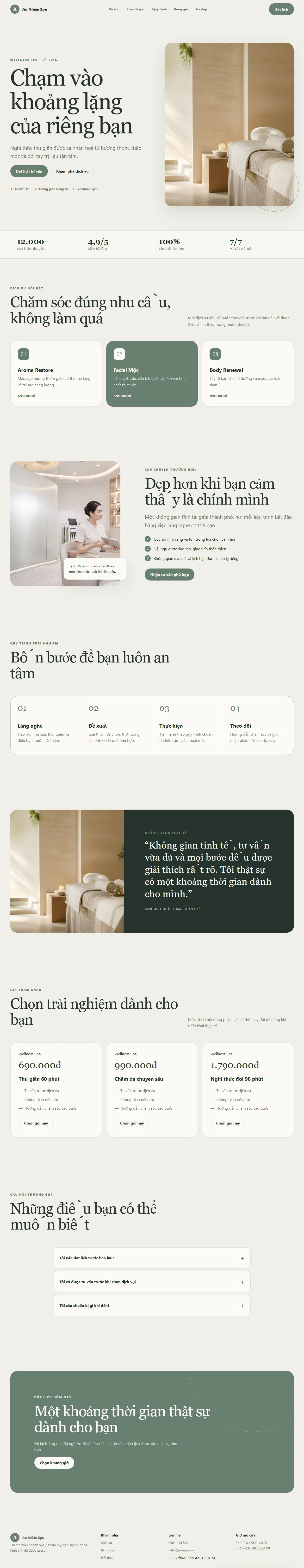 Ảnh xem trước theme An Nhiên Spa
